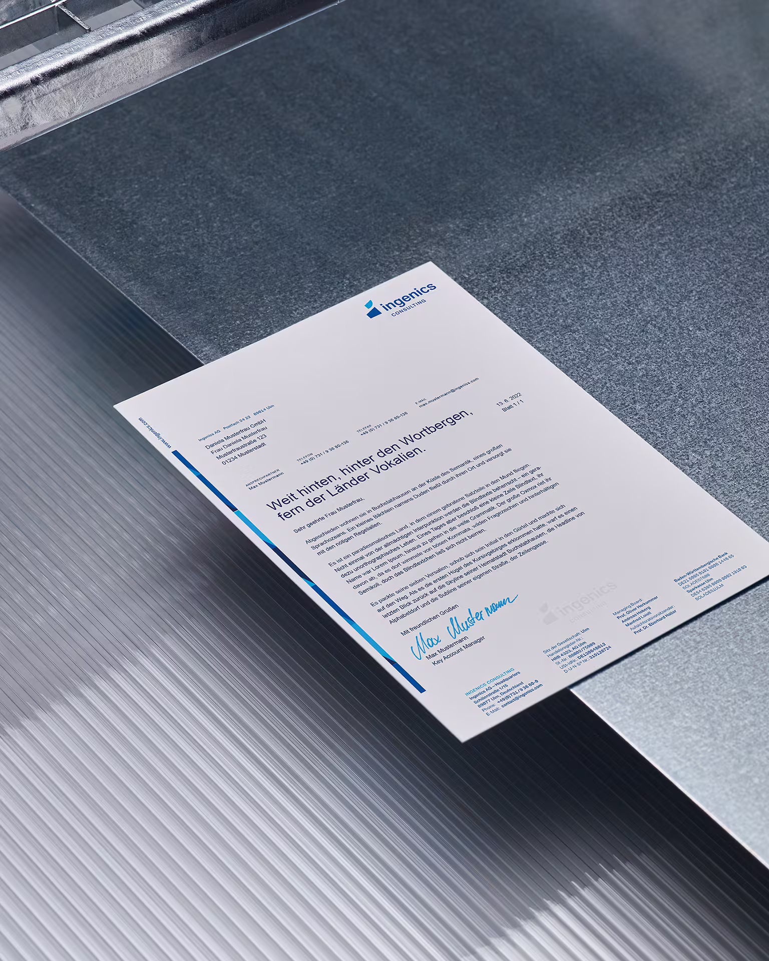 Briefbogen im Ingenics Corporate Design